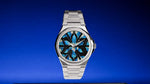 Deep Blue and Purple pure silver dial on silver Grade 5 titanium with bracelet