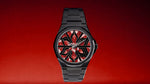 Red pure silver dial on black Grade 5 titanium with bracelet