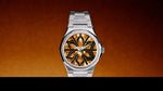 Red and Orange pure 24K gold dial on silver Grade 5 titanium with bracelet