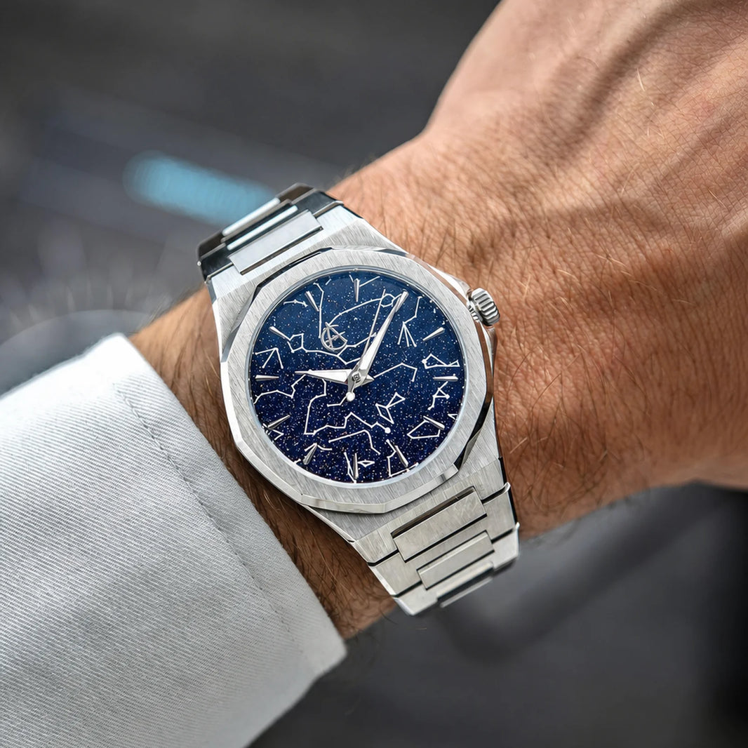 ChronoAstra integrated Grade 5 titanium bracelet, natural finish