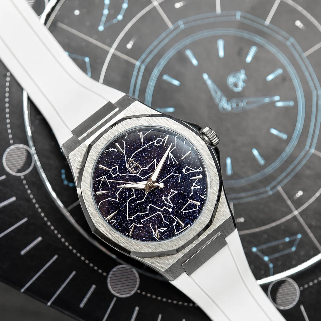 ChronoAstra white FKM rubber strap with titanium hardware