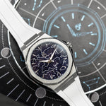 ChronoAstra white FKM rubber strap with titanium hardware