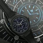 ChronoAstra black FKM rubber strap with black titanium hardware