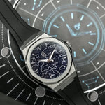 ChronoAstra black FKM rubber strap with natural titanium hardware