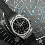 ChronoAstra leather strap with natural titanium hardware