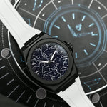 ChronoAstra white FKM rubber strap with black titanium hardware