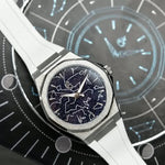 ChronoAstra white FKM rubber strap with natural titanium hardware