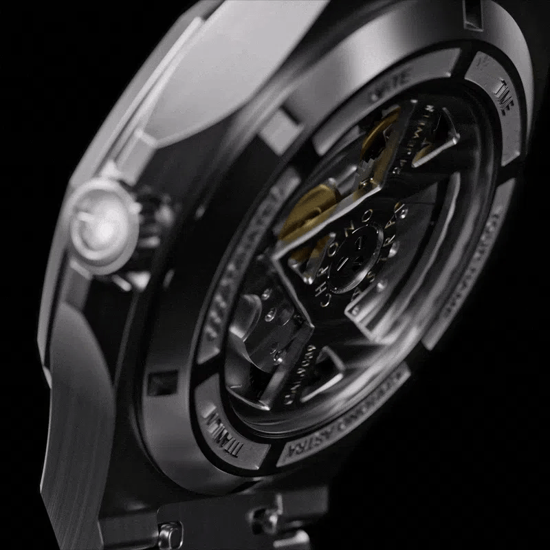 Laser-engraved watch caseback animation